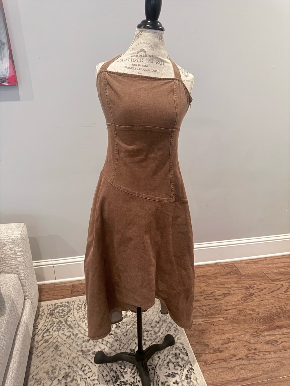 Timing Brown Halter Midi Dress